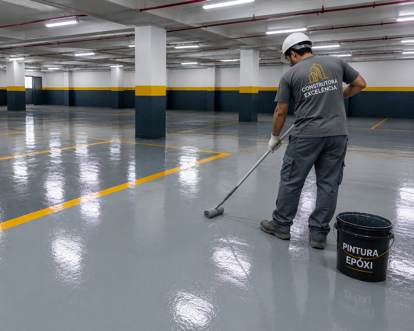Pintura epóxi em piso industrial em Porto Alegre